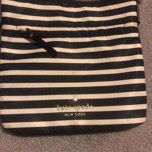 Kate Spade Black and White Striped Pouch, new without tags